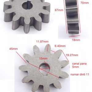 Roata dintata pentru angrenaj betoniere cu 11dinti si ax de 15mm diametru 70mm NR.98x