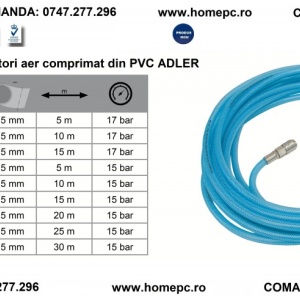 Furtun drept cu conectori aer comprimat din PVC 15x10mm 10m ADLER AD0142.51