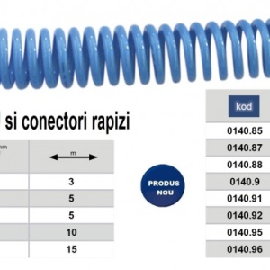 Furtun spiralat conectori aer comprimat din PU 8 x 5mm; 10m; 12-37 bari. ADLER AD0140.81
