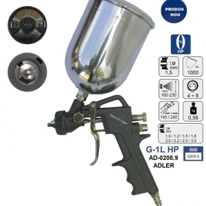Pistol de vopsit pneumatic 1.5 mm pahar 1000 ml ADLER G-1LHP AD-0208.0