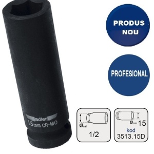 Cheie tubulara de IMPACT 1/2", 15mm ADLER AD-3513.15D varianta lunga