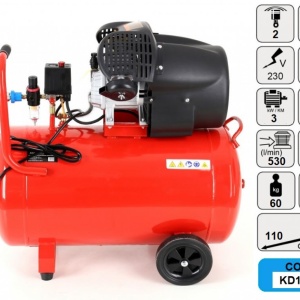 Compresor de aer industrial 100litri, 2 cilindri, 3kW, 220V 1483
