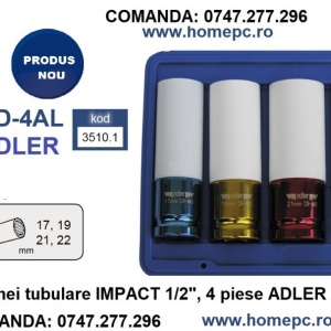 Set de chei tubulare IMPACT 1/2", 4 piese ADLER AD-4AL varianta lunga din teflon