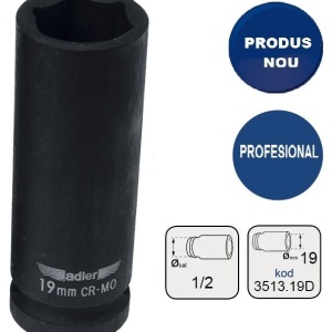 Cheie tubulara de IMPACT 1/2" ADLER AD-3513D.19 19mm varianta lunga