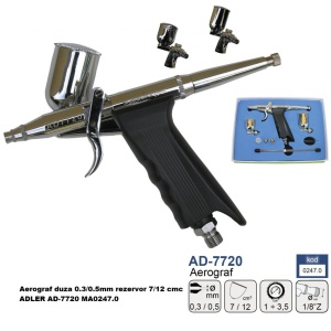 Aerograf duza 0.3/0.5mm rezervor 7/12 cmc ADLER AD-7720 MA0247.0