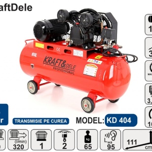 Compresor de aer industrial 100 L, 2 cilindri, 3.4 kW, 400V KD404