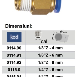 Cupla rapida cu diametru Ø12 si filet exterior 3/8" Push-in ADLER MA0115.03
