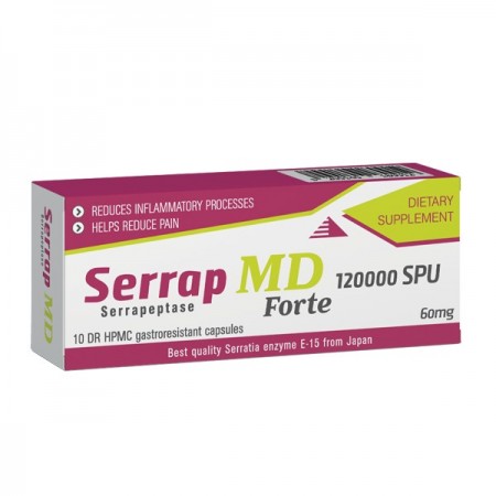 Serrap MD 60000 SPU, 20 capsules - the highest quality and purest serrapeptase