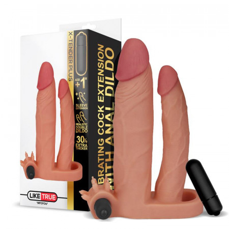Manson Penis, Liketrue X-Tender Plus Extension Penis Sleeve With Vibrating Bullet And Anal Dildo