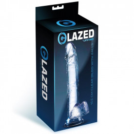 Dildo Glazed 22 cm Transparent Realistic cu testicule
