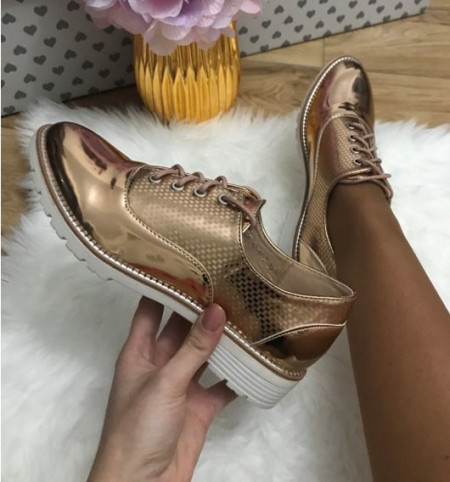 Pantofi dama oxford aurii
