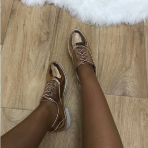 Pantofi dama oxford aurii