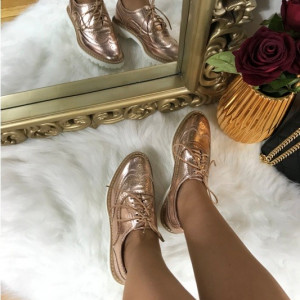 Pantofi dama roz auriu