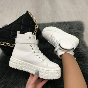 Pantofi sport dama albi cu buzunare S709