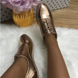 Pantofi dama oxford aurii