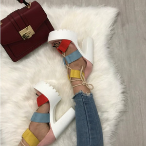 Sandale dama multicolore cu toc S39