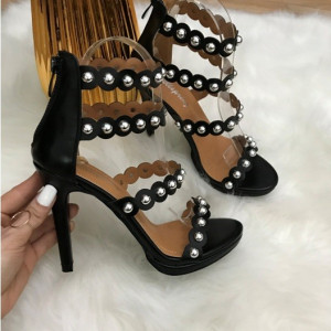 Sandale dama negre cu toc