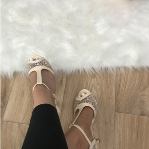 Sandale dama bej cu toc mic S795