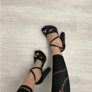 Sandale dama negre cu toc S15