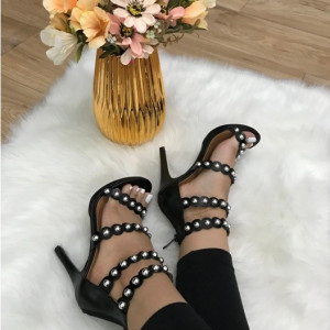 Sandale dama negre cu toc