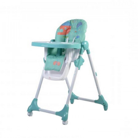 Scaun de masa premium pentru copii si bebe NOVOKIDS™ Kimchi Baby, 6 trepte de inaltime,Pliabil , Centura de siguranta 5 puncte, Spatar reglabil in 3 trepte, Masuta detasabila, Pozitie somn, Cosulet de depozitare, Roti cu frana , Verde Turquoise