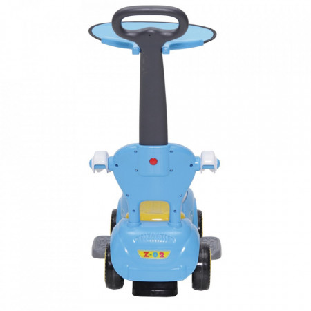 Masinuta copii si bebe NOVOKIDS™ Baby Panda Rider , Cu melodii si sunete, Maner de impins pentru parinti detasabil, Copertina de protectie detasabila, Functie trotineta fara pedale, Pentru interior si exterior, Albastru Multicolor