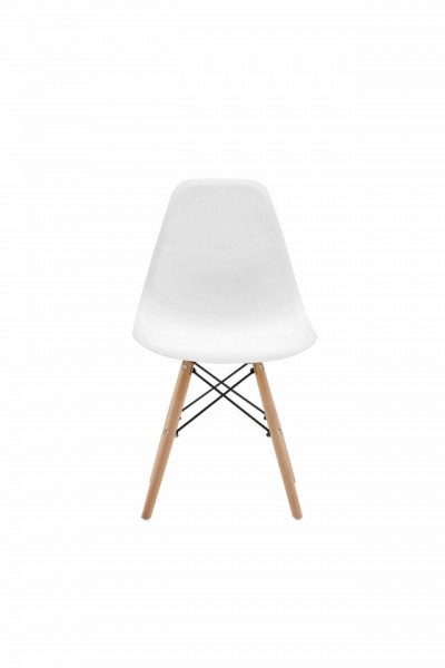 Set 4 scaune pentru living si bucatarie HouseXL™ Designer Chair, Pentru casa si gradina, Design ergonomic, Picioare din Lemn Masiv, Max 100 kg, Alb