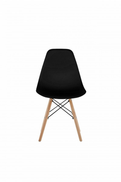 Set 4 scaune pentru living si bucatarie HouseXL™ Designer Chair, Pentru casa si gradina, Design ergonomic, Picioare din Lemn Masiv, Max 100 kg, Negru