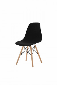 Set 4 scaune pentru living si bucatarie HouseXL™ Designer Chair, Pentru casa si gradina, Design ergonomic, Picioare din Lemn Masiv, Max 100 kg, Negru