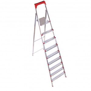 Scara Pliabila Dubla cu Platforma Jackson™, Plianta, Metalica, Design Special Anti-Alunecare, 8+1 Trepte