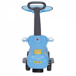 Masinuta copii si bebe NOVOKIDS™ Baby Panda Rider , Cu melodii si sunete, Maner de impins pentru parinti detasabil, Copertina de protectie detasabila, Functie trotineta fara pedale, Pentru interior si exterior, Albastru Multicolor