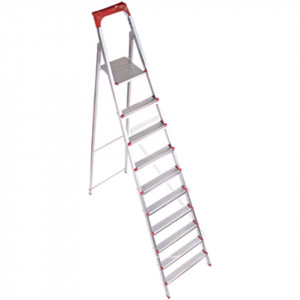 Scara Pliabila Dubla cu Platforma Jackson™, Plianta, Metalica, Design Special Anti-Alunecare, 9+1 Trepte