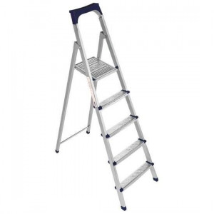 Scara Pliabila Dubla cu Platforma Jackson™, Plianta, Metalica, Design Special Anti-Alunecare, 4+1 Trepte