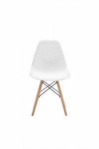 Set 4 scaune pentru living si bucatarie HouseXL™ Designer Chair, Pentru casa si gradina, Design ergonomic, Picioare din Lemn Masiv, Max 100 kg, Alb