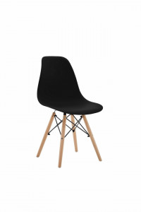 Set 4 scaune pentru living si bucatarie HouseXL™ Designer Chair, Pentru casa si gradina, Design ergonomic, Picioare din Lemn Masiv, Max 100 kg, Negru