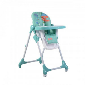 Scaun de masa premium pentru copii si bebe NOVOKIDS™ Kimchi Baby, 6 trepte de inaltime,Pliabil , Centura de siguranta 5 puncte, Spatar reglabil in 3 trepte, Masuta detasabila, Pozitie somn, Cosulet de depozitare, Roti cu frana , Verde Turquoise