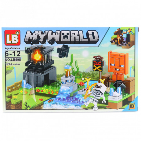 Set de constructie Lego, Scheletul alb si marea explozie tip Minecraft, 174 Piese