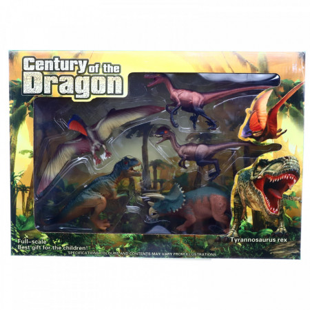 Set 6 figurine, Dinozauri, Pterosaurus, Deltadromeus Agilis, Triceratops, Raptor