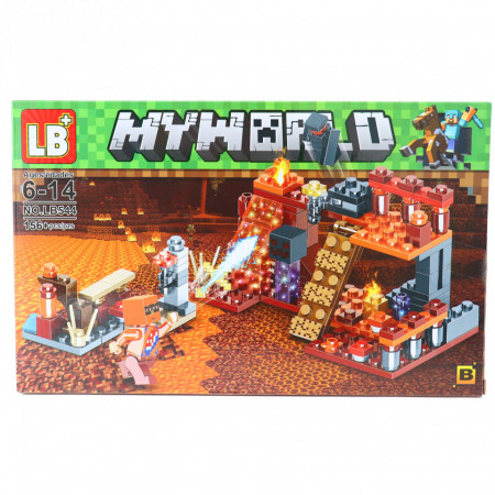 Set de constructie, Mina de foc tip Minecraft, 156 piese