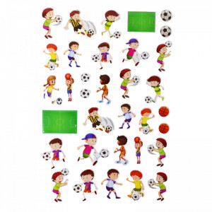 Set Sticker 3D pentru copii, Fotbalisti, 33 piese, ALP089, 1.4 - 4 cm, Multicolor