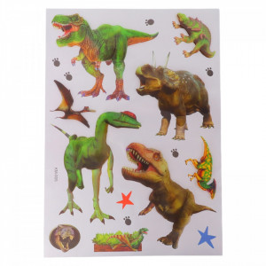 Set Sticker 8D pentru copii, Dinozauri, decor camera, KM-005, 37 x 52 cm, Multicolor