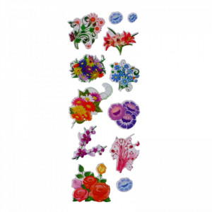 Set Sticker 3D pentru copii, Flori, 12 piese, VK842, 1 - 5 cm, Multicolor