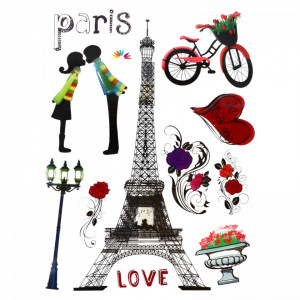 Sticker decorativ pentru camera copilului, 8D, Turnul Eiffel, RA-015, 36 cm