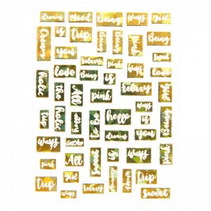 Stickere pentru decor unghii, 3D, Cuvinte motivationale, HT108, Auriu