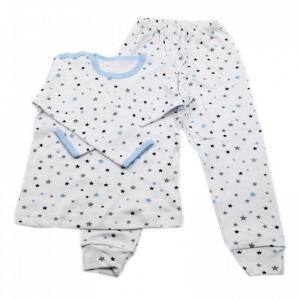 Pijamale copii, Model alb cu stelute, Model Romanesc, Bumbac, 5 - 6 ani, P56P6