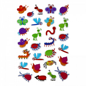 Set Sticker 3D pentru copii, Insecte, 29 piese, ALP011, 2 - 4 cm, Multicolor