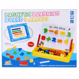 Joc educativ pentru copii, Tablita magnetica cu stativ pentru operatii matematice, cifre magnetice, numaratoare, 3 ani