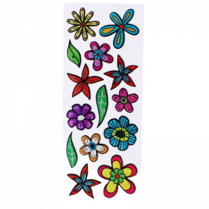 Set Sticker 3D pentru copii, Flori, 14 piese, CB441, 2 - 4 cm, Multicolor
