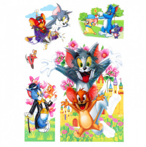 Sticker decorativ pentru camera copilului Tom si Jerry, KD212, 28 cm