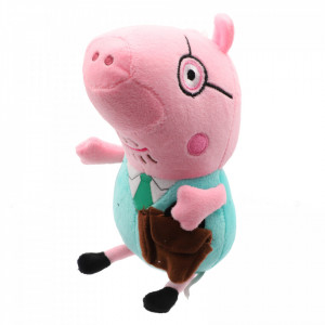 Jucarie de plus, Peppa Pig, Papa Pig, 20 cm, Roz